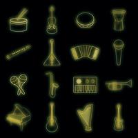 Symbole für Musikinstrumente setzen Vektorneon vektor