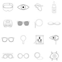 ögonläkare ikonuppsättning kontur vektor