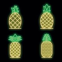 Ananas-Symbole setzen Vektor-Neon vektor