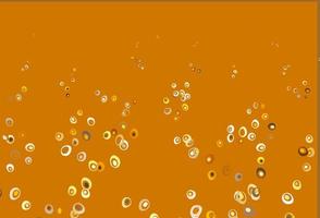 hellgelber, orangefarbener Vektorhintergrund mit Blasen. vektor