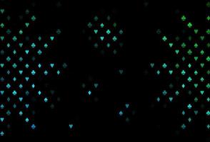 dunkelblaue, grüne Vektorvorlage mit Pokersymbolen. vektor