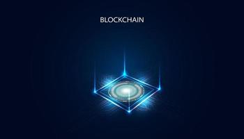 abstrakte blockchain-technologie kryptowährung und fintech quadrat digitale kryptooperationen verbinden block, datenübertragung, neues technologiesystem, vektorillustration. vektor