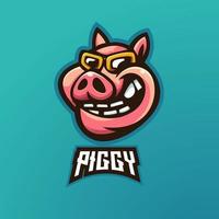 piggy gris maskot logotyp design illustration tecknad vektor