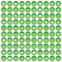 100 Computersymbole setzen grünen Kreis vektor