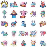 Zirkus-Monster-Icons Set, Cartoon-Stil vektor