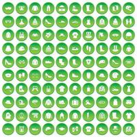 100 ikoner för kläder och tillbehör som är gröna vektor