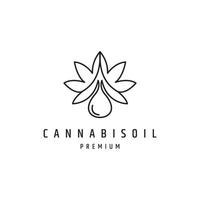 Cannabisöl-Tropfen-Logo-Design linearer Stil auf weißem Hintergrund vektor