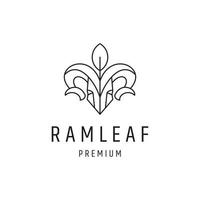 Ram-Blatt-Logo-Design mit Strichzeichnungen auf weißem Hintergrund vektor