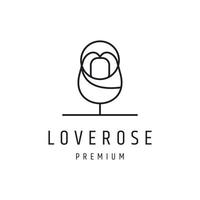 Love Rose Logo-Design mit Strichzeichnungen auf weißem Hintergrund vektor