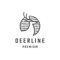 Deer Line Logo-Design mit Strichzeichnungen auf weißem Hintergrund vektor