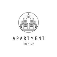 Apartment-Logo-Design mit Strichzeichnungen auf weißem Hintergrund vektor