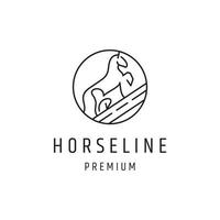 Pferdelinien-Logo-Design mit Strichzeichnungen auf weißem Hintergrund vektor