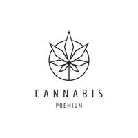 Symbol für den linearen Stil des Cannabis-Logos auf weißem Hintergrund vektor
