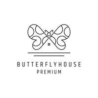 Schmetterlingshaus-Logo lineares Stilsymbol auf weißem Hintergrund vektor