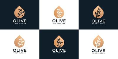 uppsättning av vacker olivolja feminin logotyp vektor för hälsa ekologiskt företag