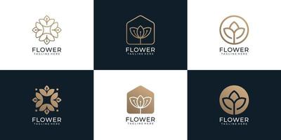 Reihe von Inspirationen für das minimalistische Blumenschönheits-Spa-Logo-Vektorkonzept vektor