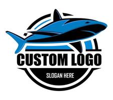 haj logotyp - vektor illustration, emblem design på vit bakgrund