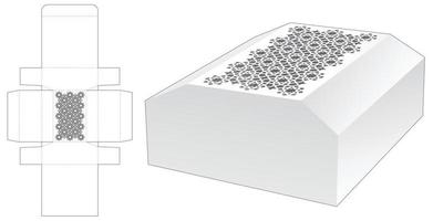 Brustförmige Verpackung mit Schablonenmuster-Stanzschablone und 3D-Modell vektor