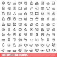 100 Hygienesymbole im Umrissstil vektor