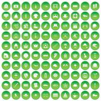 100 hatt ikoner som grön cirkel vektor