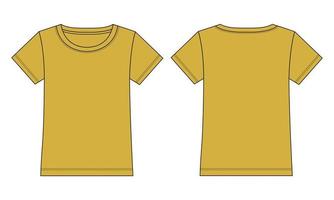 kortärmad t-shirt toppar vektor illustration gul färg mall för damer