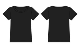 Kurzarm-T-Shirt-Tops Vektor-Illustration schwarze Farbvorlage für Damen vektor