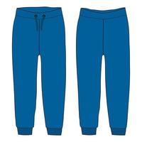 Pyjama-Hose mit normaler Passform, flacher Stil, Vektorgrafik, blaue Farbvorlage für Damen vektor