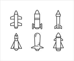raket och missil ikoner set vektor