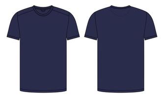 kurzarm t-shirt technische mode flache skizze vektorillustration navy farbvorlage für herren und jungen vektor
