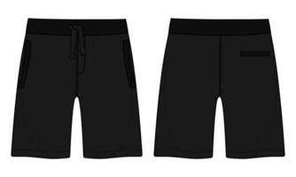 Boys Sweat Shorts Hose technische Vektorillustration schwarze Farbvorlage vektor