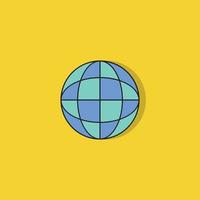 Globus-Symbol auf gelbem Hintergrund vektor