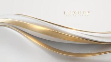 weißer luxushintergrund mit goldenem kurvenlinienelement und glitzernder lichteffektdekoration. vektor