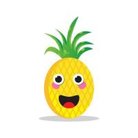 söt ananas klistermärke kawaii karaktär ikon vektor illustration design