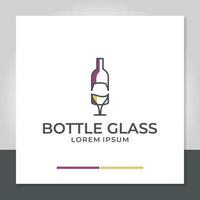vinflaska och glas överlappande logotyp design vektor. för restaurang vektor