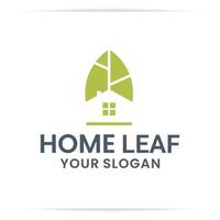 logo design hem blad, natur, träd, organisk, symbol vektor. för tropiskt hus, hälsosam, gård och jordbruk vektor