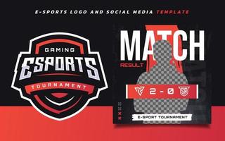 uppsättning matchresultat e-sport gaming banner mall för sociala medier och spelturneringslogotyp vektor