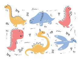 söt dinosaurie doodle tecknad vektor