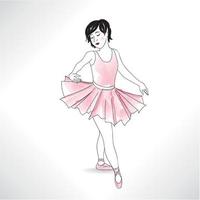 flicka dansar i balettskor och balett tutu. liten ballerina isolerad. balett klass dans illustration. vektor