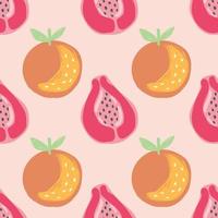 färgglada blandade frukter seamless mönster på rosa vektor