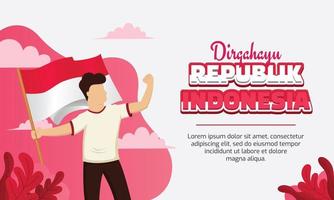 Landingpage zum indonesischen unabhängigkeitstag mit personenillustration vektor