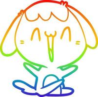 Regenbogen-Gradientenlinie zeichnet niedlichen Cartoon-Hund vektor