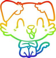 Regenbogen-Gradientenlinie Zeichnung lachender Cartoon-Hund vektor