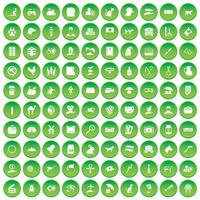 100 husdjur ikoner som grön cirkel vektor