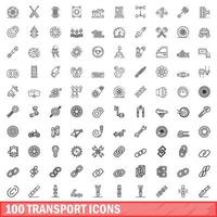 100 Transportsymbole gesetzt, Umrissstil