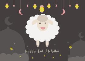 söta får vektorillustration passar för glad eid al-adha mubarak bakgrund vektor