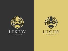 luxus-honigbienen-logo-illustration am besten für etikettendesign premium-vektor