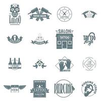 Tattoo-Logo-Icons gesetzt, einfachen Stil vektor