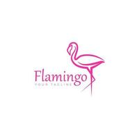 skönhet flamingo fågel djur konst logotyp design illustration i minimalistisk linje stil ikon vektor