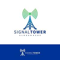 Signalturm-Logo-Design-Vektorvorlage, Signalturm-Logo-Konzeptillustration. vektor