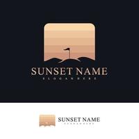 sunset mount logotyp design vektor mall, golf mount logotyp koncept illustration.